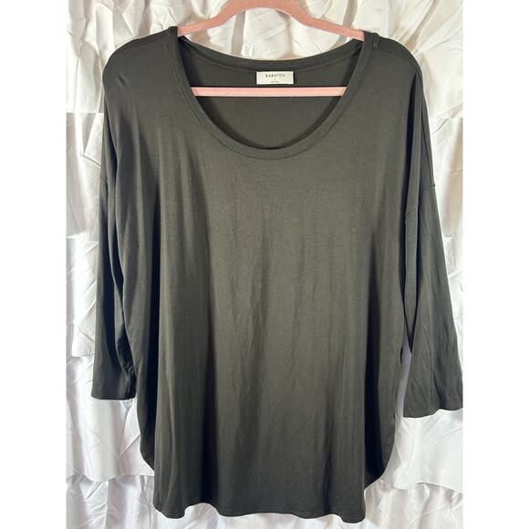 Babaton Womens green tunic Round Neck Long Sleeve Split Blouse Size Large - Picture 1 of 7